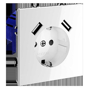 Розетка с USB, А+А Voltum S70 VLS040401 (белый глянцевы