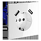 Розетка встраиваемая Voltum S70 с заземлением и защитными шторками, 16А, с USB, A+A, (белый глянцевы VLS040401