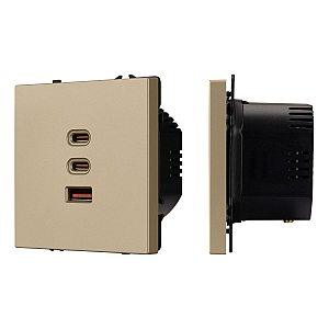 USB Розетка тип А+С+С софт-тач золотой песок Arlight SCT-MUACC-SFPL-FC-GD (65W, QC3) 061836(1)