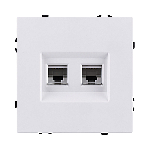 Розетка двойная Ethernet RJ45 Cat.6, белый глянцевый Kollinger Eclipse EC-018WG