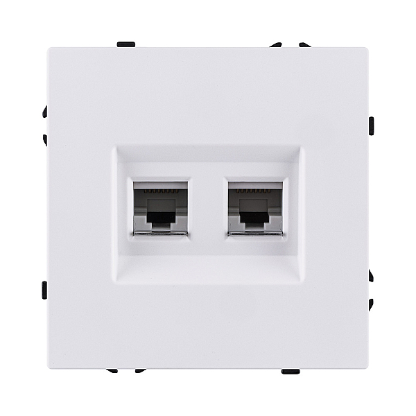 Розетка двойная Ethernet RJ45 Cat.6, белый глянцевый Kollinger Eclipse EC-018WG