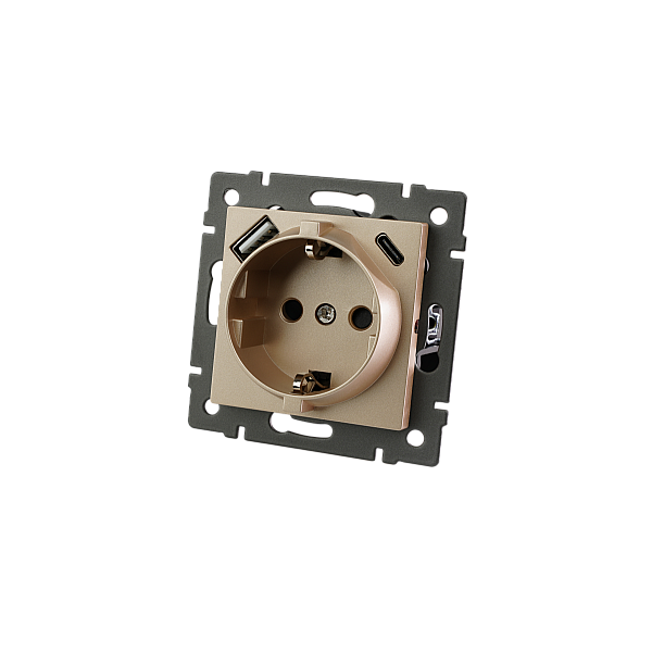 Механизм розетки с USB зарядкой Arlight SCT-MUAC-PL-GD-V (250V, 16A) 049832
