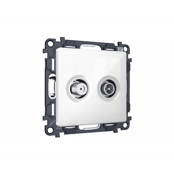 Комплект механизма розетки TV оконечной + SAT 5-862MHz 3.5dB/950-2150MHz 3.5dB Alfa Белый глянец Quant Ambrella Volt MA113310 (AP1133, VM217)