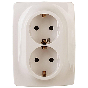 Розетка 2x2P+E Schuko со шторками Эра 12-2108-02 Б0036443
