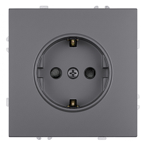 Розетка 1-местная с з/ш с/з (механизм) СЗК Stekker Эмили 250В 16А RST16-5110-10ZK платиново-серый soft touch 50243