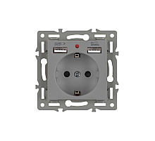Механизм розетки с USB зарядкой Arlight SCT-MUAA-PL-GR (250V, 16A) 043735