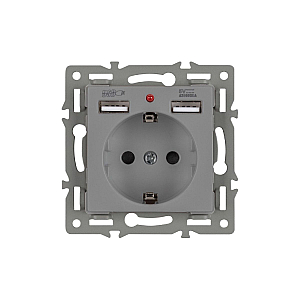 Механизм розетки с USB зарядкой Arlight SCT-MUAA-PL-GR (250V, 16A) 043735