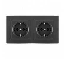 Розетка двойная (двухпостовая) с/з и шторками Arte Milano SET06-2-40-1x2 black