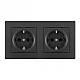 Розетка двойная (двухпостовая) с/з и шторками Arte Milano SET06-2-40-1x2 black