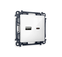 Комплект механизма розетки 2USB A+C 20W (быстрая зарядка) Ambrella Volt Alfa MA111010