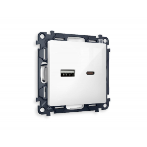 Комплект механизма розетки 2USB A+C 20W (быстрая зарядка) Ambrella Volt Alfa MA111010