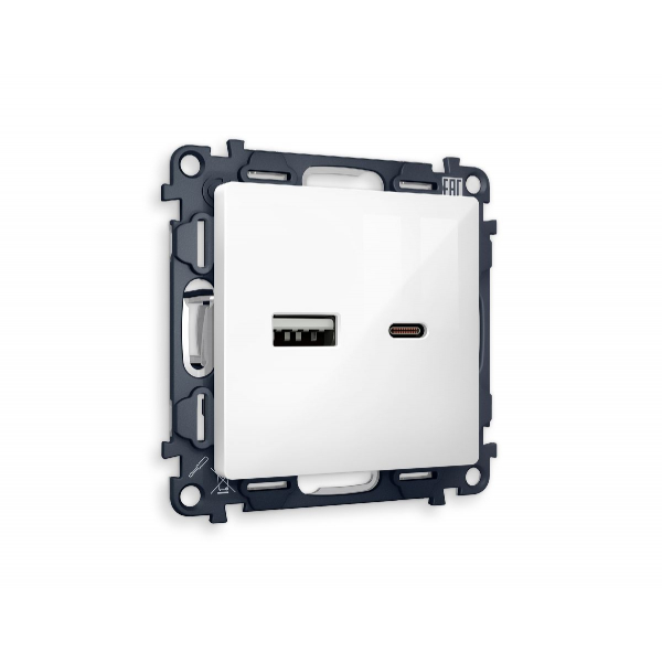 Комплект механизма розетки 2USB A+C 20W (быстрая зарядка) Ambrella Volt Alfa MA111010 Комплект механизма розетки 2USB A+C 20W (быстрая зарядка) Ambrella Volt Alfa MA111010