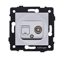 Розетка двойная TV (мама) + RJ45 Cat.6, серый Kollinger REA-021GY для Aspekt, Eleganz, Reflex