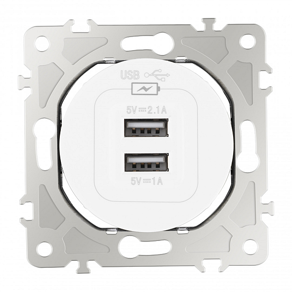 Розетка USB 2.1А+1А Arte Milano 202.46-1.white