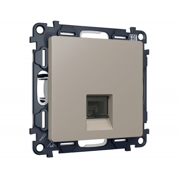 Комплект мех-ма компьютерной розетки RJ-45 экранированной с автоматической защитной шторкой Alfa Серо-бежевый матовый Quant Ambrella Volt MA372005 (AP3720, VM185)