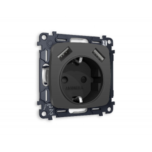 Комплект механизма розетки 2USB A+A 18W (быстрая зарядка) с/з Ambrella Volt Omega MO909010