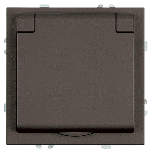 Розетка 1-местная с крышкой с защ. штор, Stekker, с/з, IP42, 250В, 16А Эмили, RST16-5112-09, антрацит, soft touch 49933