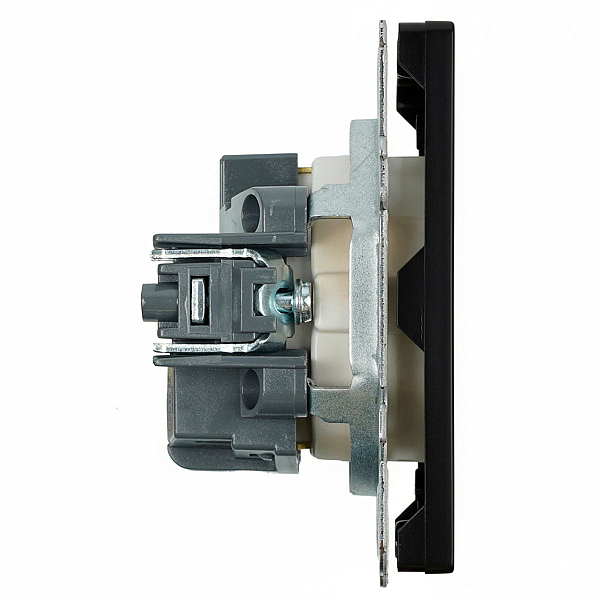 Розетка 2P+PE Stekker Эмили со шторками черный уголь RST16-5110-05 49854