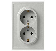 Розетка Эра Galaxy 15-2104-03 с заземлением двойная 2X2P+E Schuko 16А-250В IP20 алюминий Б0070681