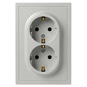 Розетка Эра Galaxy 15-2104-03 с заземлением двойная 2X2P+E Schuko 16А-250В IP20 алюминий Б0070681