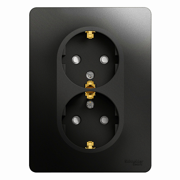 Розетка двойная 2К+З Systeme Electric Glossa 16A 250V со шторками антрацит GSL000726