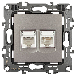Розетка компьютерная двойная RJ45 Эра 12-3108-16 Б0065665