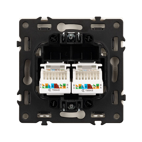 Розетка компьютерная двойная софт-тач никель Arlight SCT-MPC2-SFPL-IS (2хRJ-45, CAT6) 059451(1)