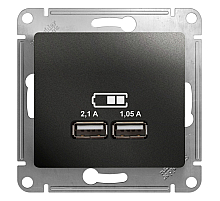 Розетка USB 5В/2,1А, 2х5В/1,05А Systeme Electric Glossa Антрацит GSL000733