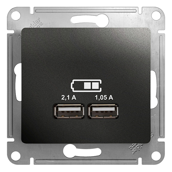 Розетка двойная USB Systeme Electric Glossa Type A+A антрацит GSL000733