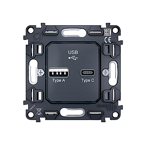 Механизм розетки 2USB A+C 20W (быстрая зарядка) Ambrella Volt Quant VM177