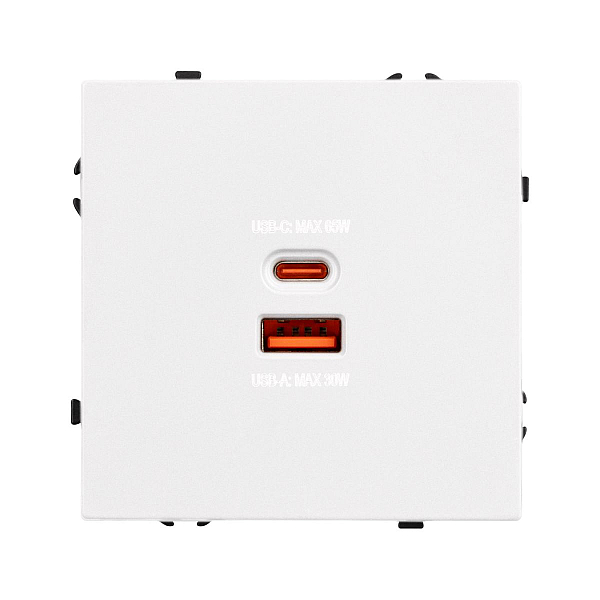 Механизм розетки с быстрой USB зарядкой Arlight SCT-NOBE-MUAC-SFPL-FC-WH (65W, QC3) 054316