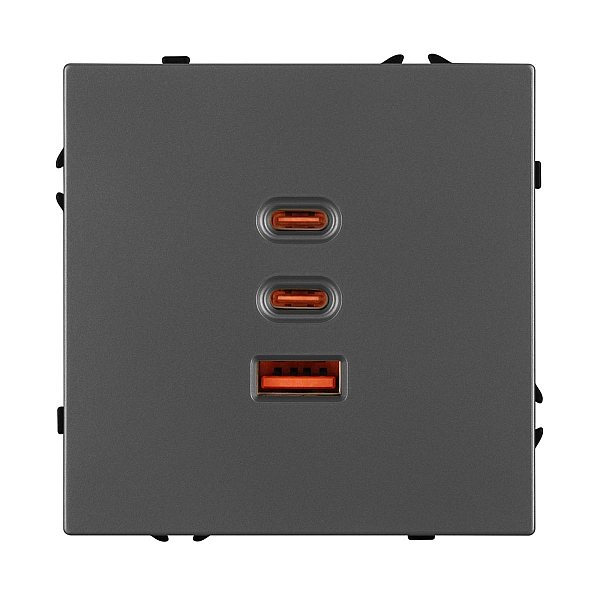 Механизм розетки с быстрой USB зарядкой Arlight SCT-NOBE-MUACC-SFPL-FC-GR (65W, QC3) 061837