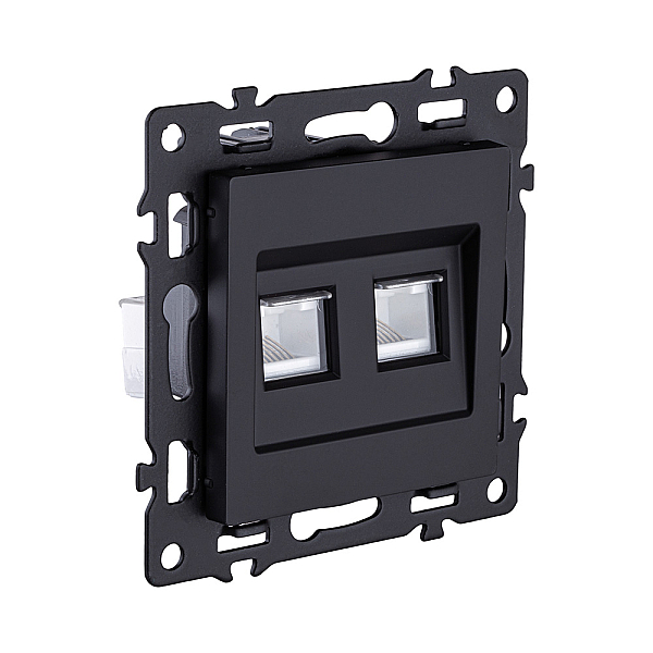 Розетка двойная Ethernet RJ45 Cat.6, черный Kollinger Asthetik AS-018BK
