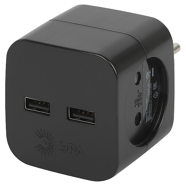 Разветвитель электрический Эра SP-2-USB-B Б0049535