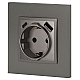 Розетка ЭРА Elegance 14-4108-16 2P+E 16A-250В со шторками с USB type-A+C 5В-3А титан Б0067695