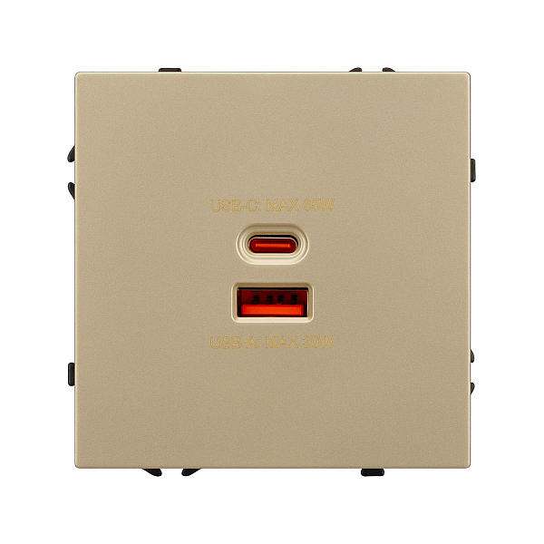 Механизм розетки с быстрой USB зарядкой Arlight SCT-NOBE-MUAC-SFPL-FC-GD (65W, QC3) 054318