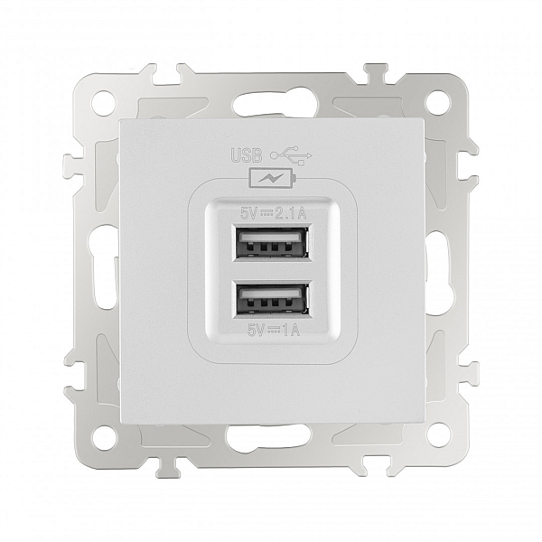 Розетка USB 2.1А+1А Arte Milano 206.46-1.silver