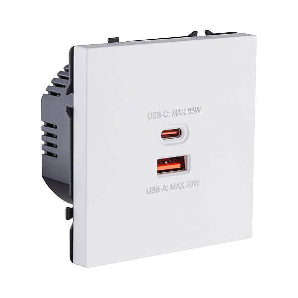 Розетка USB A+C 65W, белый матовый Kollinger Eclipse EC-024WH