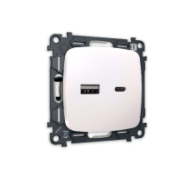 Комплект механизма розетки 2USB A+C 20W (быстрая зарядка) Ambrella Volt Omega MO211010