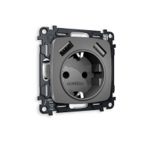 Комплект механизма розетки 2USB A+A 18W (быстрая зарядка) с/з Ambrella Volt Omega MO659010