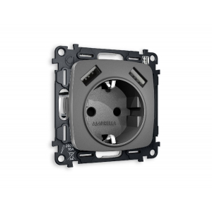Комплект механизма розетки 2USB A+A 18W (быстрая зарядка) с/з Ambrella Volt Omega MO659010