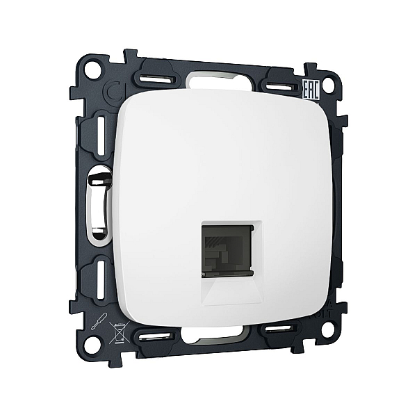 Комплект механизма компьютерной розетки Ambrella Volt RJ-45 (8P8C) CAT6A экранированной с автоматической защитной шторкой OMEGA MO132005 Белый матовый QUANT