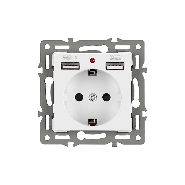 Механизм розетки с USB зарядкой Arlight SCT-MUAA-PL-WH (250V, 16A) 043733