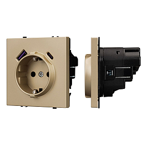 Розетка зк со шторками с USB тип А+С софт-тач золотой песок Arlight SCT-MUAC-SFPL-GD (250V, 16A) 054286(1)