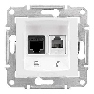 Розетка телефонная RJ-11 и Ethernet RJ-45 Schneider Electric Sedna UTP SDN5200121