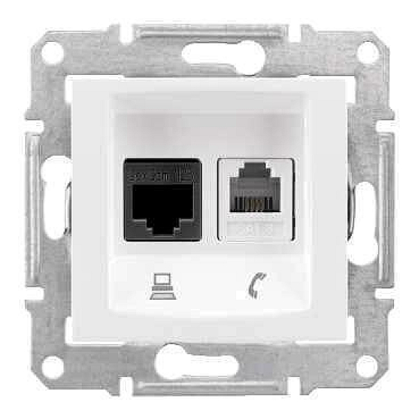 Розетка телефонная RJ-11 и Ethernet RJ-45 Schneider Electric Sedna UTP SDN5200121