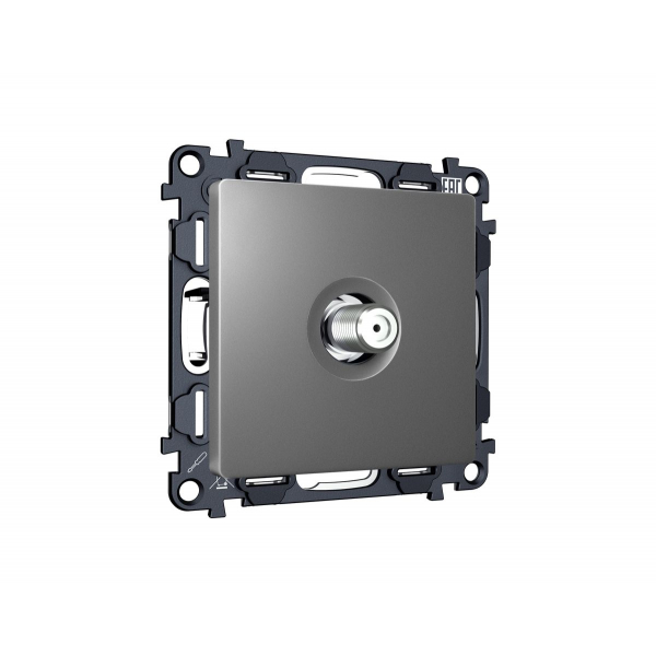 Комплект механизма TV розетки SAT 5-2400MHz 3.5dB Alfa Антрацит серый Quant Ambrella Volt MA663050 (AP6630, VM215)