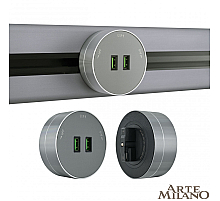 Трековая розетка Arte Milano Am-track-sockets 380011TS/USBx2 Grey