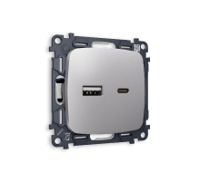 Комплект механизма розетки 2USB A+C 20W 3000mA (быстрая зарядка) Ambrella Volt Omega MO511010