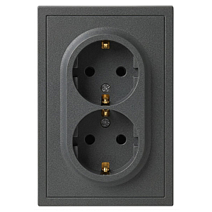 Розетка Эра Galaxy 15-2105-06 с заземлением двойная 2X2P+E Schuko со шторками IP20 16А-250В графит Б0070707